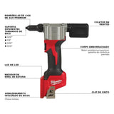 MILWAUKEE 'S Remachadora Profesional Electric Tools 2550-20 M12 - Herramienta de remache KIT