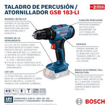 Rotomartillo inalámbrico GSB 183-LI 2Baterias+Maletin Bosch