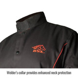 ▶ Black Stallion BSX® FR - Chaqueta de soldadura - Negro con llamas rojas - M