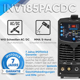 ▶ IPOTOOLS INV185PACDC TIG - Máquina de soldar AC DC con 180 amperios, soldadora inversor totalmente digital, incluye encendido RF, función de pulso, soldadura de aluminio, MMA, IGBT, 7 años de garantía