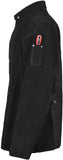 ▶ Chaqueta de soldadura de cuero negro, chaquetas de seguridad de trabajo de cuero vacuno dividido FR, chaquetas soldadoras para hombres y mujeres, Negro, XX-Large