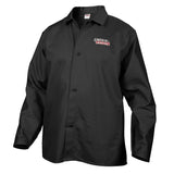 Chaqueta de soldadura de tela negra grande resistente a las llamas Lincoln Electric -