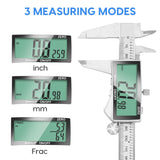CALIBRADOR DIGITAL con pantalla LCD extragrande de 6 pulgadas (15 cm función de apagado automático, fácil cambio de unidades, calibrador vernier de acero inoxidable para bricolaje y hogar
