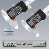 CALIBRADOR DIGITAL Herramienta de medición de calibrador digital, calibrador de acero inoxidable Vernier digital, calibradores de micrómetro con pantalla LCD grande, función de apagado automático, conversión de