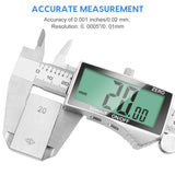 CALIBRADOR DIGITAL con pantalla LCD extragrande de 6 pulgadas (15 cm función de apagado automático, fácil cambio de unidades, calibrador vernier de acero inoxidable para bricolaje y hogar