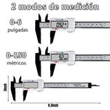 CALIBRADOR DIGITAL de fibra de carbono, Electrónica Digital Calibrador con conversión entre 15 cm / 6 pulgadas con pantalla LCD. Vernier Digital con diseño ligero y precisión para medidas milimetricas