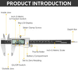 CALIBRADOR DIGITAL Herramienta de medición de calibrador digital, de 15 cm con pantalla LCD grande, fácil cambio entre pulgada/mm/fracción, calibrador vernier de acero inoxidable para bricolaje y hogar