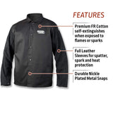 ▶  Chamarra de soldadura con mangas de piel dividido para adultos, unisex, color negro, talla 3XL de EE. UU Lincoln Electric