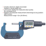 CALIBRADOR DIGITAL Micrómetro Digital Medidor de Pantalla Electrónico 0.00005in/0.001mm Grosor Medición de Diámetro Calibre 25-50mm