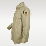 ▶Camisa de soldadura FR resistente al fuego, 100% C, 9 onzas, Caqui, M