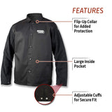 ▶  Chamarra de soldadura con mangas de piel dividido para adultos, unisex, color negro, talla 3XL de EE. UU Lincoln Electric