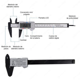 CALIBRADOR DIGITAL Electrónica Calibrador de Pantalla Vernier Digital Inoxidable Pie de Rey Digital con Conversión Entre 15 cm/6'' con Pantalla LCD para Accesorios Electrónicos y Joyas