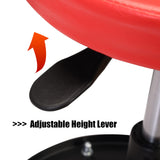 BIG RED Asiento de cochera y Tienda con Ruedas de Alta Resistencia, Acolchado Ajustable con Bandeja de Herramientas, Color Rojo