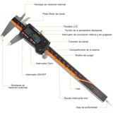CALIBRADOR DIGITALl Calibrador de Pantalla,0 - 6/ 0 - 150mm Vernier Digital Inoxidable con Pantalla LCD Grande,Conversiones de Medición para Pulgadas, Milímetros y Fracciones,Alta Precisión Calibrador Digital