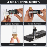 CALIBRADOR DIGITAL Herramienta de medición de calibrador digital, calibrador de acero inoxidable Vernier digital, calibradores de micrómetro con pantalla LCD grande, función de apagado automático, conversión de