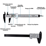 CALIBRADOR DIGITAL de fibra de carbono, Electrónica Digital Calibrador con conversión entre 15 cm / 6 pulgadas con pantalla LCD. Vernier Digital con diseño ligero y precisión para medidas milimetricas