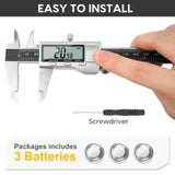 CALIBRADOR DIGITAL Herramienta de medición de calibrador digital, de 15 cm con pantalla LCD grande, fácil cambio entre pulgada/mm/fracción, calibrador vernier de acero inoxidable para bricolaje y hogar