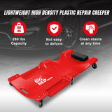 BIG RED  Torin Moldeado por soplado de plástico para Coche/Tienda Enredadera: Carro mecánico de 40 Pulgadas con reposacabezas Acolchado, bandejas de Herramientas Dobles y 6 Ruedas, Rojo