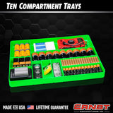 ERNST MFG - Organizador de cajones de 10 compartimentos: bandeja apilable resistente para organización de herramientas de cochera automotriz, almacenamiento de caja de herramientas de perfil bajo, tuercas y pernos, herramientas, piezas, fácil de limpiar,