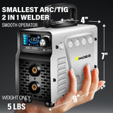 ▶ SOLDADORA SSIMDER Soldador de palo, ARC/LIFT TIG 2 en 1, inversor IGBT de doble voltaje de 110 V/220 V, máquina de soldadura portátil con arranque en caliente/anti-arañazos y visualización LCD inteligente para