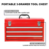 BIG RED Torin - Caja de Herramientas portátil de Acero con 3 cajones (50.8 cm), Color Rojo