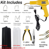 ▶ SOLDADORA Kit de soldador mejorado de 150 W, 800 máquinas de soldadura con grapadora caliente, kit de reparación de parachoques de coche, pistola de soldadura de plástico 2 en 1 con varillas de soldadura, 6