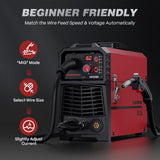 ▶ ARCCAPTAIN Soldador MIG 160A 110V 220V Máquina de soldadura 4 en 1 Gas MIG, Soldador MIG sin gas de núcleo de flujo, Lift TIG, MMA Soldador de palo, máquina soldadora con sinergia para principiantes