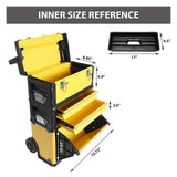 BIG RED - Caja de herramientas portátil apilable de metal con ruedas y 2 cajones, caja de herramientas vertical con ruedas para cochera o taller, amarillo, ATRJF-C305ABDYR
