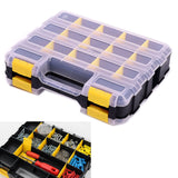 AIDY-PRO Caja organizadora de herramientas para piezas pequeñas, 34 compartimentos, organizadores de doble cara con divisores de plástico extraíbles para tornillos, tuercas, clavos, pernos