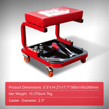 Torin TR6300 - Asiento de coche/tienda rodante rojo con bandeja de herramientas, tamaño grande