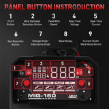 ▶ ANDELI - Soldadora con y sin gas MIG, 160 A, voltajes de 110 V y 220 V, 4 en 1: MIG de gas, MIG con núcleo fundente, TIG por elevación y Stick, pantalla digital LED con control sinérgico, MIG-160 AIR