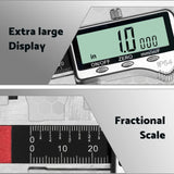 CALIBRADOR DIGITAL Herramienta de medición de calibrador digital de 6 pulgadas con visualización LCD extragrande DCXD6-SS-54, calibrador Vernier micrómetro digital IP54, mide fracción métrica de pulgadas por S&F STEAD