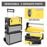 BIG RED - Caja de herramientas portátil apilable de metal con ruedas y 2 cajones, caja de herramientas vertical con ruedas para cochera o taller, amarillo, ATRJF-C305ABDYR