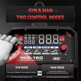 ▶ ANDELI - Soldadora con y sin gas MIG, 160 A, voltajes de 110 V y 220 V, 4 en 1: MIG de gas, MIG con núcleo fundente, TIG por elevación y Stick, pantalla digital LED con control sinérgico, MIG-160 AIR