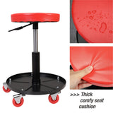 BIG RED Asiento de cochera y Tienda con Ruedas de Alta Resistencia, Acolchado Ajustable con Bandeja de Herramientas, Color Rojo