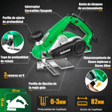 Cepillo Eléctrico para Madera 3-1/4 Profesional Anirona 1080W, 16000RPM Carpinteria Cepilladora, Madera chaflán Herramienta eléctrica de Cepillado Profundidad de Corte Ajustable Carpintero carpintería