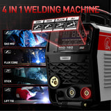 ▶ ANDELI - Soldadora con y sin gas MIG, 160 A, voltajes de 110 V y 220 V, 4 en 1: MIG de gas, MIG con núcleo fundente, TIG por elevación y Stick, pantalla digital LED con control sinérgico, MIG-160 AIR