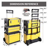 BIG RED - Caja de herramientas portátil apilable de metal con ruedas y 2 cajones, caja de herramientas vertical con ruedas para cochera o taller, amarillo, ATRJF-C305ABDYR