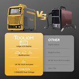 ▶TOOLIOM 4 en 1 MIG Soldador MIG de gas 180A MIG/Flux MIG/Stick/Lift TIG Máquina de soldadura multiproceso 110V/220V Soldador con antorcha TIG de elevación