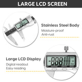 CALIBRADOR DIGITAL Herramienta de medición de calibrador digital, de 15 cm con pantalla LCD grande, fácil cambio entre pulgada/mm/fracción, calibrador vernier de acero inoxidable para bricolaje y hogar