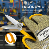 ▶ Miller KS-1 Tijeras de Kevlar de fibra óptica amarilla, fáciles de transportar para técnicos de trabajo, electricistas e instaladores, cortadores de cables de alta resistencia, 13,5 cm