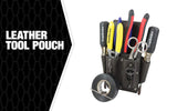 SOUTHWIRW POUCH4 Bolsa de Herramientas de Piel; Bolsa de 5 Bolsillos con Cadena de Cinta eléctrica; Resistente a la decoloración, Compartimentos duraderos; Remaches de Lavadora; Incluye Clip de