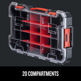 CRAFTSMAN VERSASTACK Organizador de almacenamiento, organizador de piezas pequeñas, 20 compartimentos, tapa incluye cierre seguro (CMST17828)