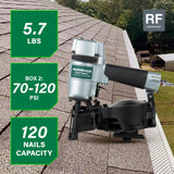 Clavadora para techos | Neumática | Acepta clavos de techo de bobina de 7/8 pulgadas hasta 1-3/4 pulgadas | Cargador de 16 grados Metabo HPT