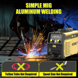 ▶ SOLDADORA  Soldador, 6 en 1 Gas MIG/Gas MAG/núcleo de flujo sin gas/palillo/elevación TIG/máquina de soldadura de aluminio, visualización LED grande de 120 V/240 V multiproceso soldador