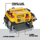 DEWALT Cepillo para Madera 13" (330mm), 3 Navajas, 2 Velocidades, 15 A, DW735