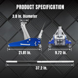 BIG RED - Torin  Gato hidráulico de bajo Perfil de Aluminio y Acero, Gato de Piso para Carreras con Bomba de elevación rápida de pistón Doble, Capacidad de 1.5 toneladas, Color Azul