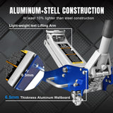 BIG RED - Torin  Gato hidráulico de bajo Perfil de Aluminio y Acero, Gato de Piso para Carreras con Bomba de elevación rápida de pistón Doble, Capacidad de 1.5 toneladas, Color Azul