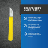 ▶ Miller Cuchillo de empalme serie CK6, cuchillo para electricista para profesionales, cuchillo utilitario de servicio pesado con soporte de vaina, herramienta de empalme de filamento, 15,25 cm