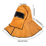 ▶ Capucha  soldador de cuero, capucha de soldador de cuero, casco de soldador con lente de filtro de oscurecimiento automático, casco de soldadura de gorra de trabajo, amarillo (cara completa + cobertura de hombro del cuello)